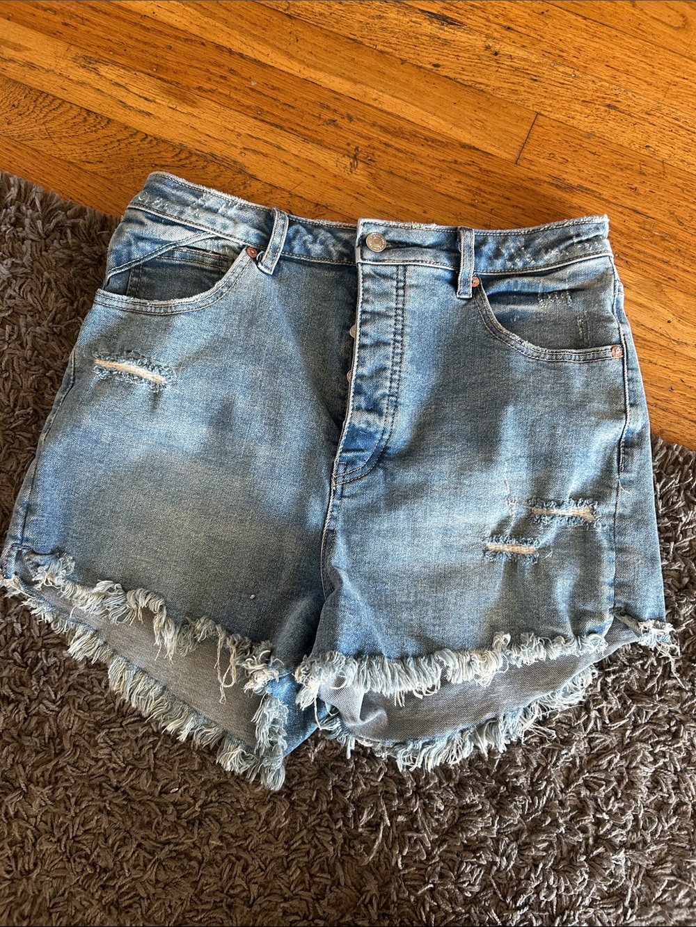 NWOT Free People x We The Free Crvy Vintage High Rise Shorts Frayed Raw Hem